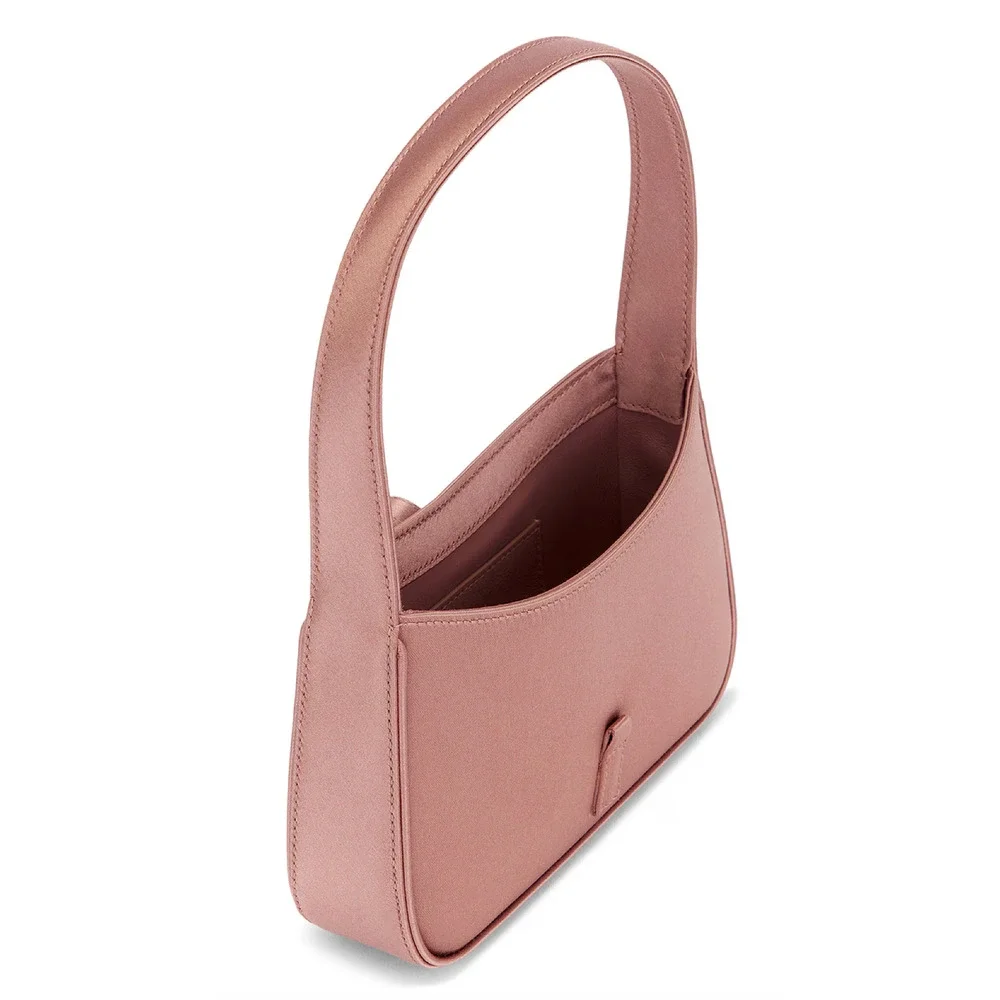 Saint Laurent Mini Le 5 A 7 Hobo Dragee Pink Satin Gold YSL Logo Top Handle Bag - Picture 14 of 16